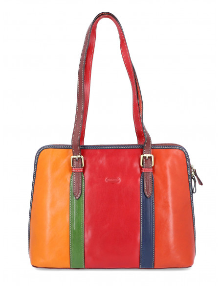 Dámská italská kožená kabelka Cristina Rui Perugia vícebarevná a hnědá