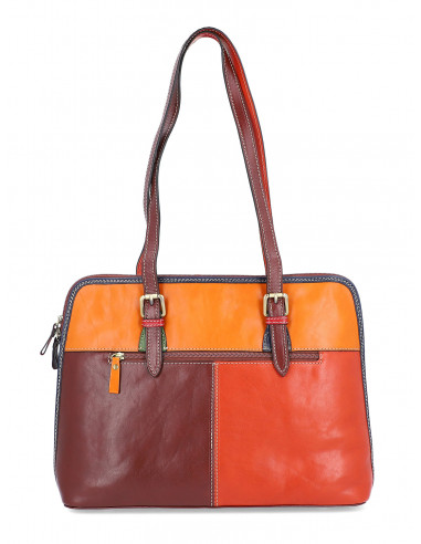 Dámská italská kožená kabelka Cristina Rui Perugia vícebarevná a hnědá