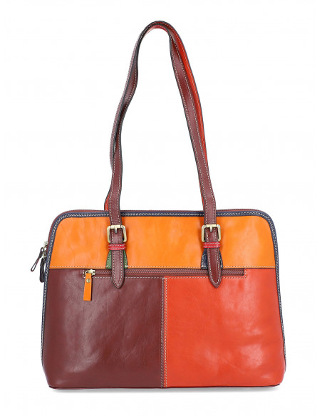 Dámská italská kožená kabelka Cristina Rui Perugia vícebarevná a hnědá