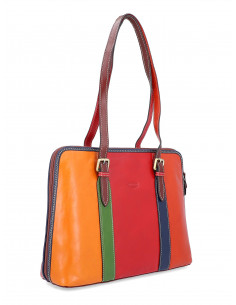 Dámská italská kožená kabelka Cristina Rui Perugia vícebarevná a hnědá 2