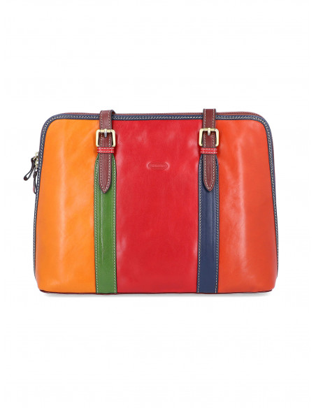 Dámská italská kožená kabelka Cristina Rui Perugia vícebarevná a hnědá