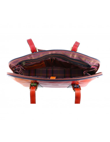 Dámská italská kožená kabelka Cristina Rui Perugia vícebarevná a hnědá