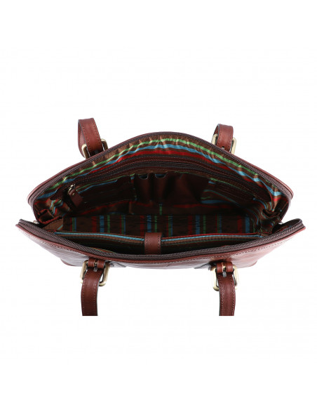 Dámská italská kožená kabelka Cristina Rui Perugia vícebarevná a hnědá