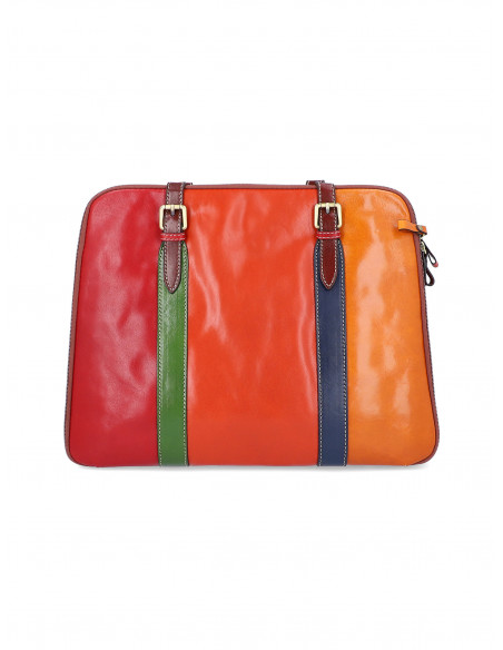 Dámská italská kožená kabelka Cristina Rui Brescia vícebarevná a hnědá