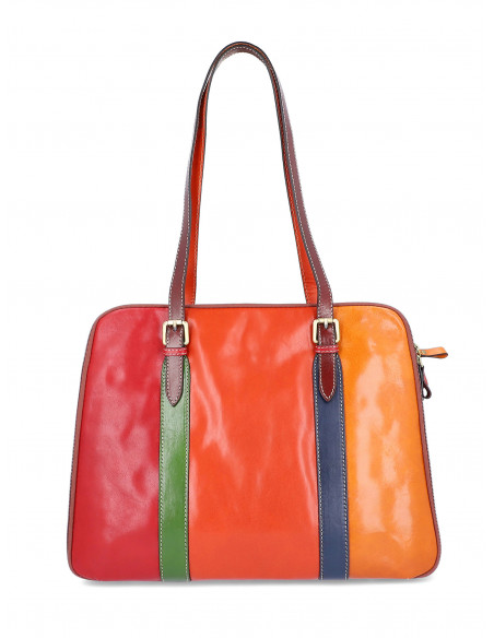 Dámská italská kožená kabelka Cristina Rui Brescia vícebarevná a hnědá