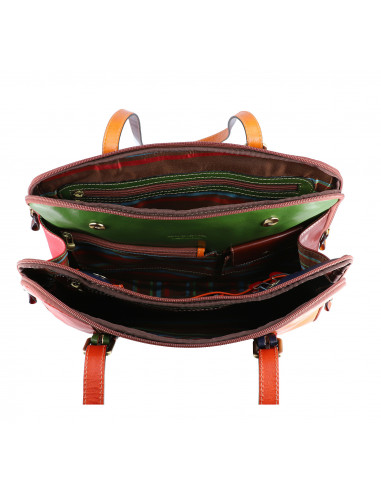 Dámská italská kožená kabelka Cristina Rui Brescia vícebarevná a hnědá