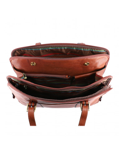 Dámská italská kožená kabelka Cristina Rui Brescia vícebarevná a hnědá