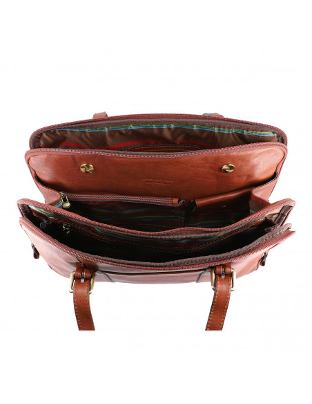 Dámská italská kožená kabelka Cristina Rui Brescia vícebarevná a hnědá