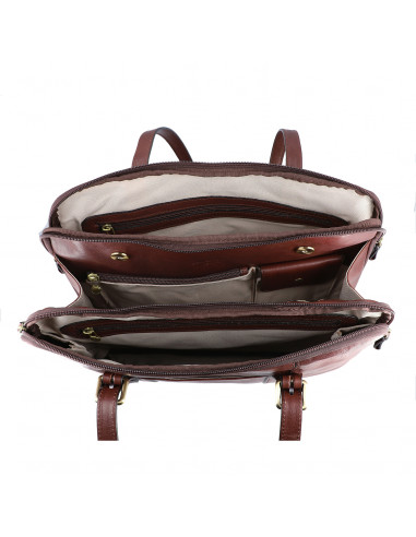 Dámská italská kožená kabelka Cristina Rui Brescia vícebarevná a hnědá