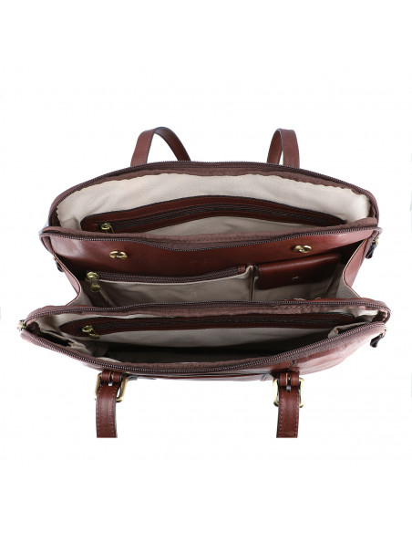 Dámská italská kožená kabelka Cristina Rui Brescia vícebarevná a hnědá