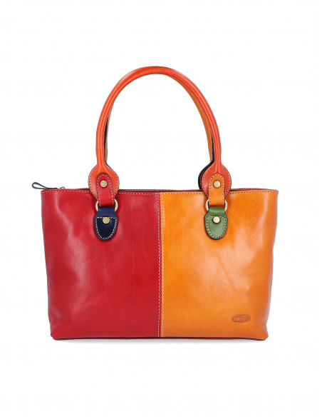 Dámská italská kožená kabelka Cristina Rui Pescara vícebarevná a hnědá