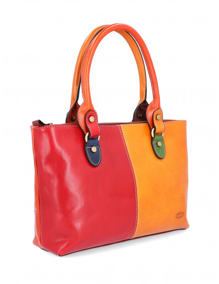 Dámská italská kožená kabelka Cristina Rui Pescara vícebarevná a hnědá