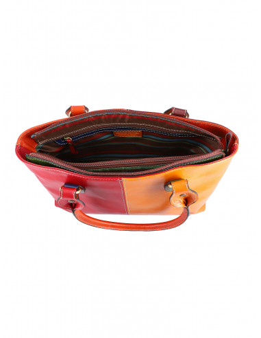 Dámská italská kožená kabelka Cristina Rui Pescara vícebarevná a hnědá