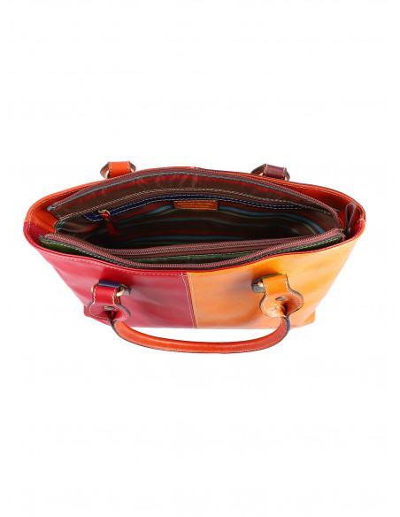 Dámská italská kožená kabelka Cristina Rui Pescara vícebarevná a hnědá