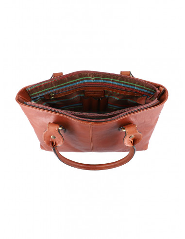 Dámská italská kožená kabelka Cristina Rui Pescara vícebarevná a hnědá