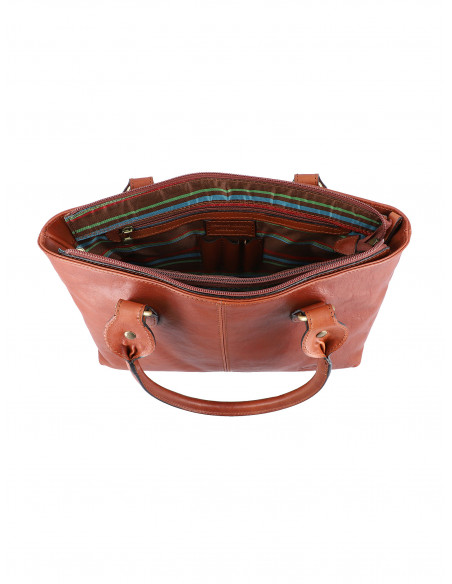 Dámská italská kožená kabelka Cristina Rui Pescara vícebarevná a hnědá