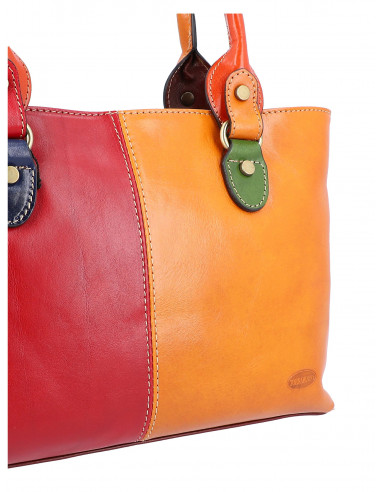 Dámská italská kožená kabelka Cristina Rui Pescara vícebarevná a hnědá