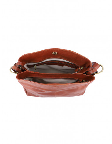 Dámská italská kožená kabelka Cristina Rui Sara hnědá a vícebarevná