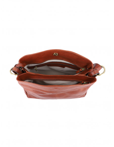 Dámská italská kožená kabelka Cristina Rui Sara hnědá a vícebarevná