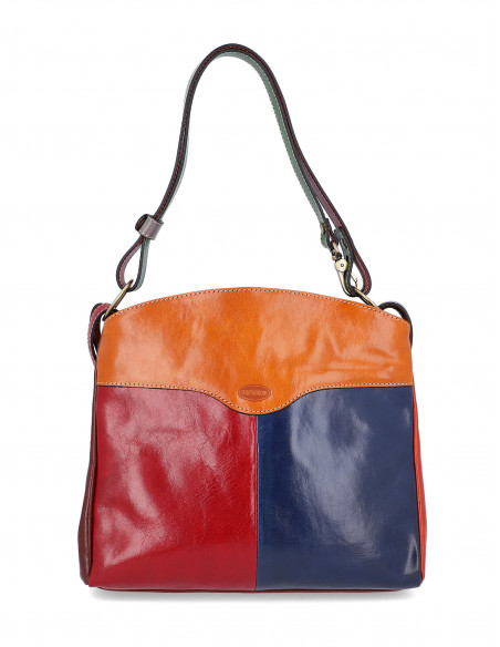 Dámská italská kožená kabelka Cristina Rui Sara hnědá a vícebarevná