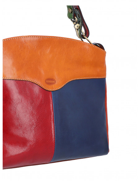 Dámská italská kožená kabelka Cristina Rui Sara hnědá a vícebarevná