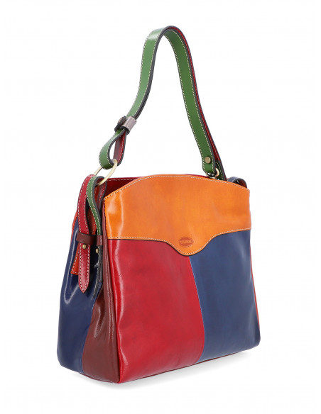 Dámská italská kožená kabelka Cristina Rui Sara hnědá a vícebarevná