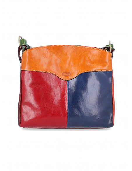 Dámská italská kožená kabelka Cristina Rui Sara hnědá a vícebarevná