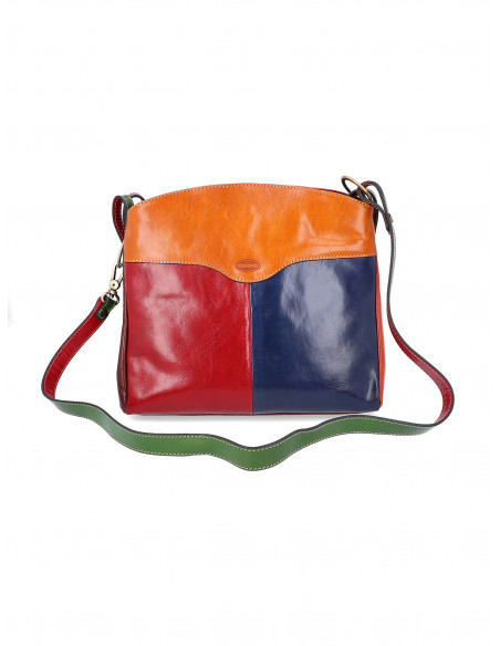 Dámská italská kožená kabelka Cristina Rui Sara hnědá a vícebarevná