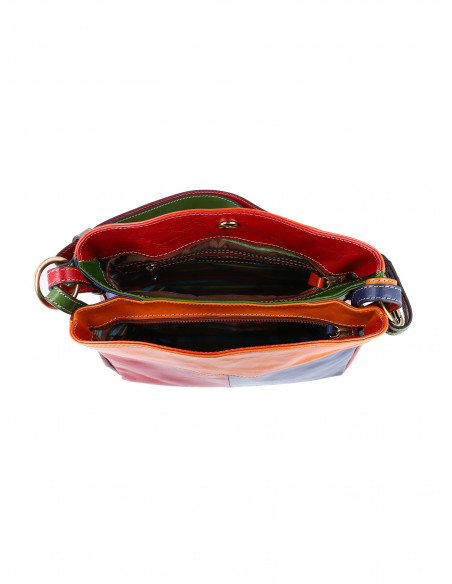 Dámská italská kožená kabelka Cristina Rui Sara hnědá a vícebarevná