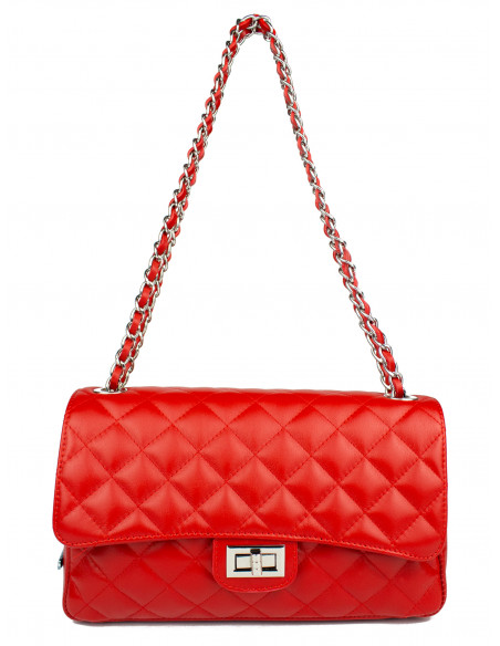 Dámská kožená kabelka Pierre Cardin Bella Medium prošívaná s řetízkem