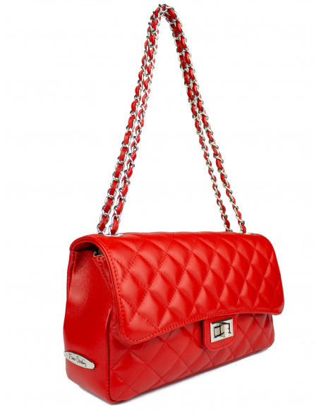 Dámská kožená kabelka Pierre Cardin Bella Medium prošívaná s řetízkem