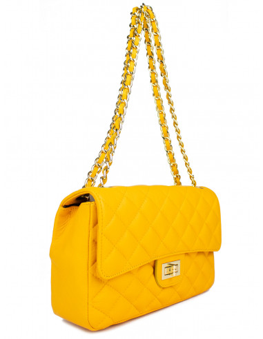 Dámská kožená kabelka Pierre Cardin Bella Medium prošívaná s řetízkem