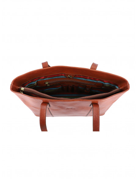 Dámská italská kožená kabelka Cristina Rui Neapol hnědá a vícebarevná