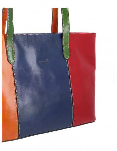 Dámská italská kožená kabelka Cristina Rui Neapol hnědá a vícebarevná