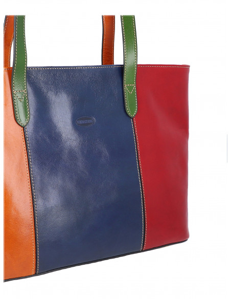 Dámská italská kožená kabelka Cristina Rui Neapol hnědá a vícebarevná