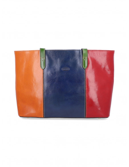 Dámská italská kožená kabelka Cristina Rui Neapol hnědá a vícebarevná