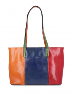 Dámská italská kožená kabelka Cristina Rui Neapol hnědá a vícebarevná