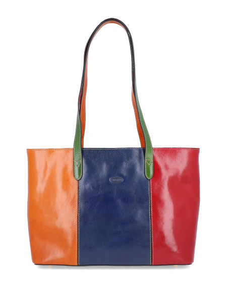 Dámská italská kožená kabelka Cristina Rui Neapol hnědá a vícebarevná