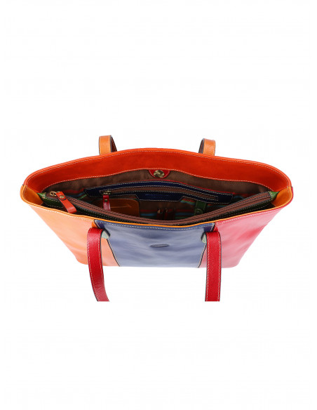 Dámská italská kožená kabelka Cristina Rui Neapol hnědá a vícebarevná