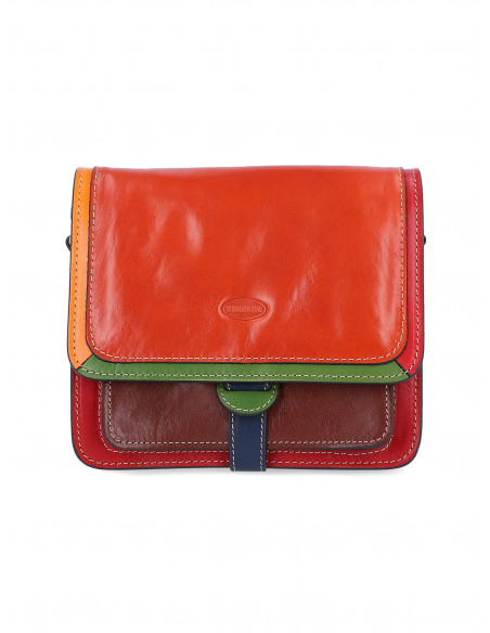 Dámská italská kožená crossbody kabelka Cristina Rui Cristina hnědá a vícebarevná