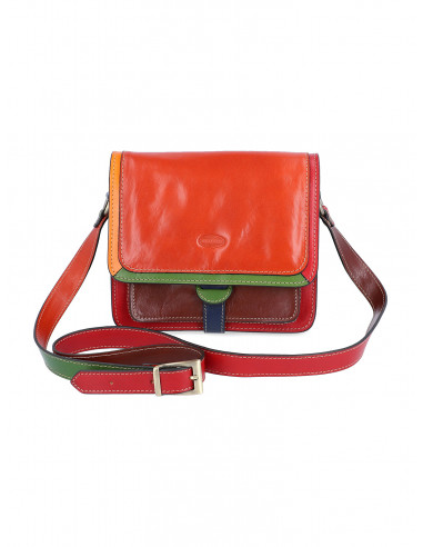 Dámská italská kožená crossbody kabelka Cristina Rui Cristina hnědá a vícebarevná