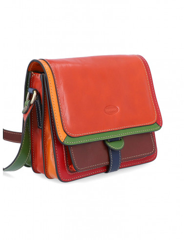 Dámská italská kožená crossbody kabelka Cristina Rui Cristina hnědá a vícebarevná