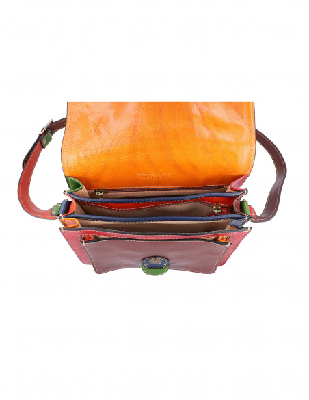 Dámská italská kožená crossbody kabelka Cristina Rui Cristina hnědá a vícebarevná