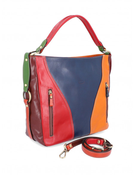 Dámská italská kožená kabelka Cristina Rui Prato vícebarevná a hnědá