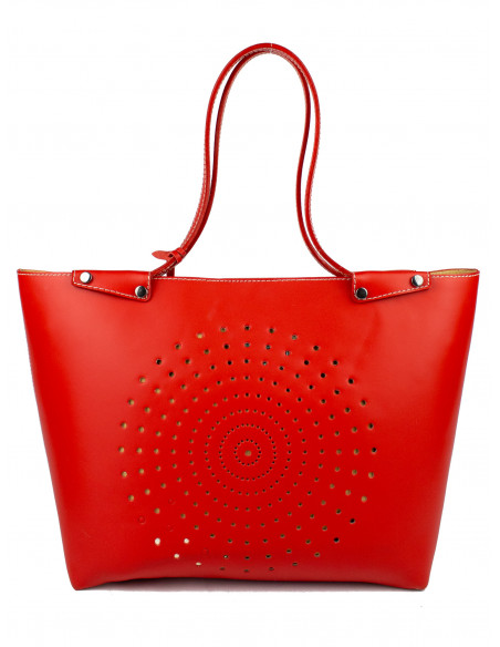 Dámská kožená kabelka Pierre Cardin Capraia shopper bag s perforovaným vzorem