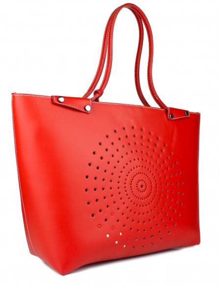 Dámská kožená kabelka Pierre Cardin Capraia shopper bag s perforovaným vzorem