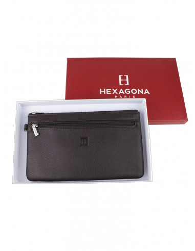 Kožená peněženka/psaníčko na zip Hexagona