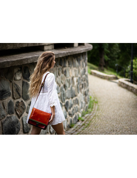 Dámská italská kožená crossbody kabelka Cristina Rui Cristina hnědá a vícebarevná