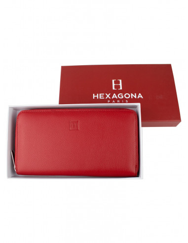 Dámská velká kožená peněženka na zip Hexagona