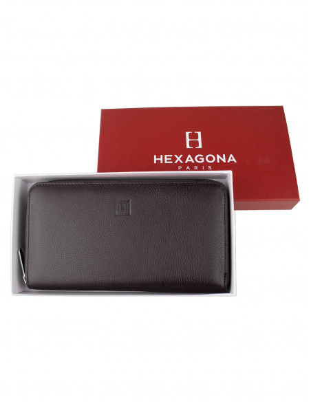 Dámská velká kožená peněženka na zip Hexagona